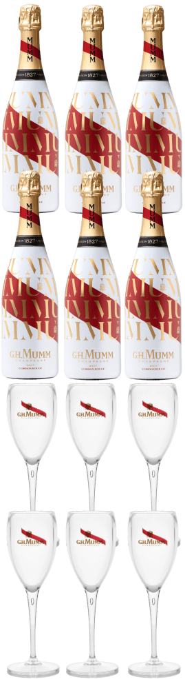 Mumm Champagne Brut (6 bottles + 6 Mumm Glass Flutes)