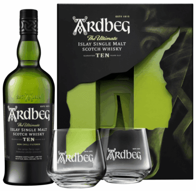 Ardbeg 10 Year Old Single Malt Whisky (Two Glass Gift Set)
