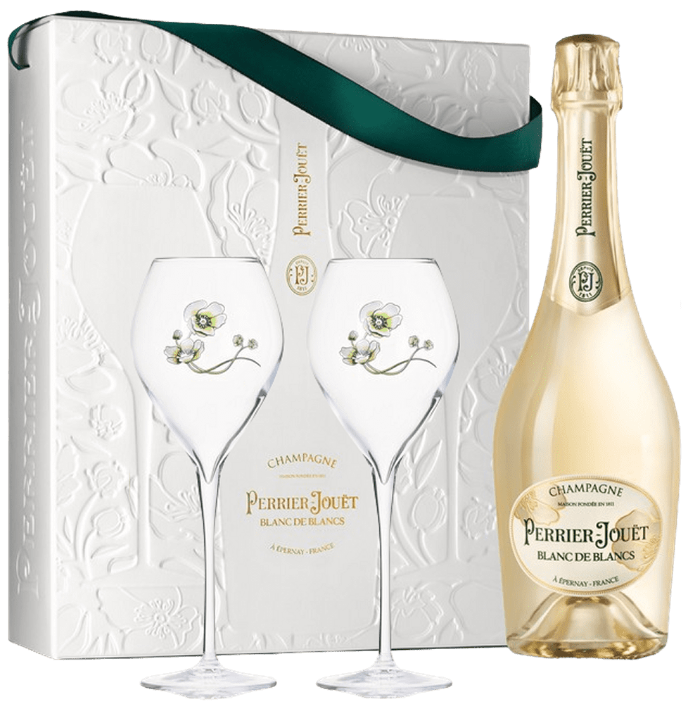 Perrier-Jouet Blanc de Blancs Champagne & Flutes
