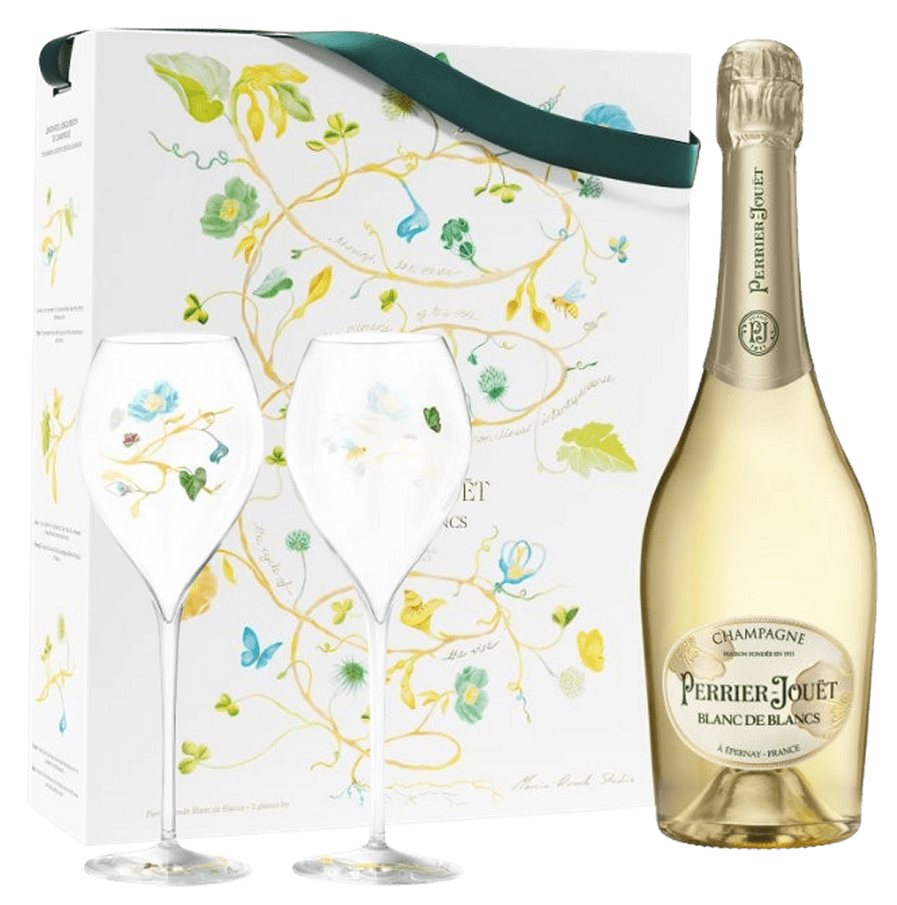 Perrier-Jouet Blanc de Blancs Champagne & Flutes